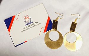 Handmade lightweight brass earring - with polished finished - modern luxury - <b>new</b> arrival fashion - Product Image 2