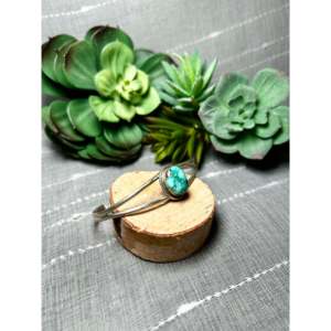 Emerald Valley Turquoise & Sterling Silver Cuff Bracelet Handmade by Navajo Artists Fashion Accessory - Product Image 2