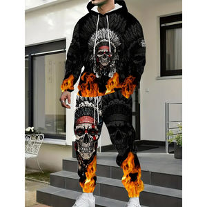 Ensemble de 2 pièces de vêtements de sport d'entraînement Survêtement à manches longues pour hommes, survêtements confortables en coton de coupe régulière avec logo personnalisé et sublimation - Product Image 1