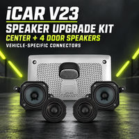 Kit de mise à niveau des haut-parleurs iCAR V23 : Ensemble central + 4 haut-parleurs de porte avec connecteurs spécifiques au véhicule
