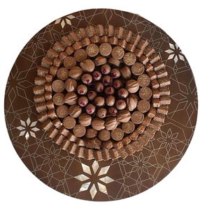 Plateau en bois incrusté de nacre Bol de prière pour servir du chocolat Vadrouille Hexagone en bois Plateau à chocolat Affichage Fête de l'Aïd - Product Image 6