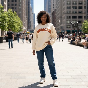 Blank Custom Wholesale Women's Oversized <b>Mock</b> Neck Casual Solid Long Sleeve Pullover Top Women Sweatshirt - Product Image 3