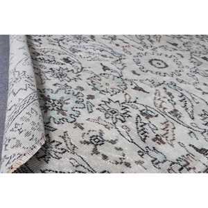 พรมวินเทจสไตล์ตุรกี ขนาด 5.2x7.9 ฟุต พรมสีเทาขนาดใหญ่ขอบสีเข้ม - Product Image 4