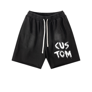 Pantalones Cortos de Alta Calidad con Bordado Personalizado para Hombre, Estilo Vintage, Lavado Ácido, Poliéster/Algodón, Talla Grande, Estilo Urbano, Diseño Sólido - Product Image 1