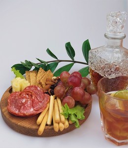 Wooden <b>snack</b> tray for serving food and drink round platter pizza breakfast food <b>bar</b> home kitchen decor wedding gifts restaurant - Product Image 5