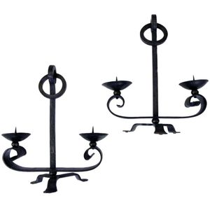 Portavelas de forja de hierro forjado rústico hecho a mano con elegante Pergamino de herrero para una decoración del hogar vintage cálida y elegante - Product Image 3