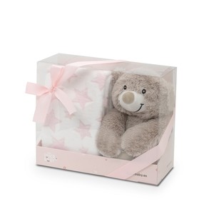 Ensemble couverture rose et peluche style princesse Mod. Ours Estrella tricoté avec motif étoile - Product Image 1