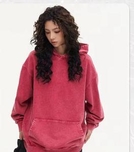 Custom Unisex Loose <b>Blank</b> Ripped Baggy Distressed Vintage Heavy <b>Weight</b> Cotton Acid Wash Hoodie for Men - Product Image 2