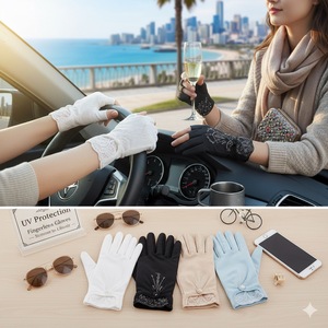 Gants de protection solaire sans doigts à la mode pour femmes Protection UV antidérapante Durable écologique hiver cyclisme pêche en plein air quotidien - Product Image 2