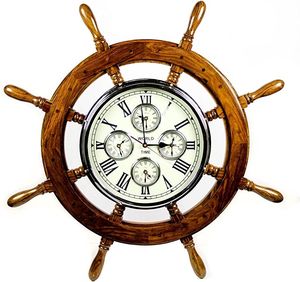 Luxury Victorian Wood Metal Ship <b>Wheel</b> Trending Unique Metal Wood Clock <b>Hot</b> <b>Sale</b> OEM ODM Customized Decoration Ship <b>Wheel</b> Clock - Product Image 2