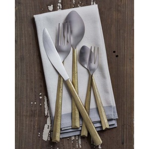 Reusable Camping Travel Spoon Fork Chopsticks Design Handle Royal <b>Gold</b> Metal Stainless Steel Knife Fork <b>Cutlery</b> - Product Image 3