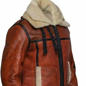 Prix de gros Blouson aviateur en cuir pour homme col montant logo à l'avant couleur et logo imperméables personnalisables pour l'hiver - Product Image 3