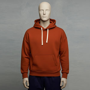 Sudaderas con capucha de los hombres de color marrón pulóver de manga larga Casual Flat String Heavyweight French Terry 400GSM Your Own Logo Hoodie sudaderas - Product Image 5