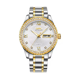 Reloj de cuarzo automático para hombre, calendario, resistente al agua, luminoso, imitación de diamantes de imitación, reloj de pulsera de moda - Product Image 1