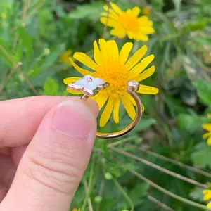 Anillo de Compromiso y Matrimonio de Plata de Primera Calidad, Corte Princesa, con Circonitas, Clásico, Ajustable, para Mujer y Hombre - Product Image 2