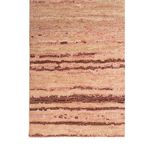 พรมขนสัตว์ถักมือสีเบจน้ำตาลลายทาง Aprezo 9x12 รุ่น AKWL-2027 สำหรับห้องนั่งเล่น ห้องโถง ทางเดิน รูปทรงสี่เหลี่ยมผืนผ้า พรมปูพื้นแบบจู๊ต - Product Image 4