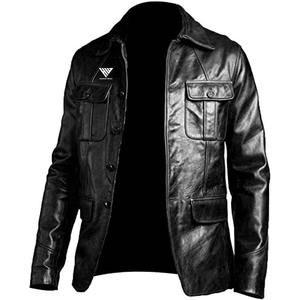 แจ็กเก็ตหนังผู้ชายคอตั้งปรับแต่งได้100% แจ็คเก็ตหนังแท้สไตล์คลาสสิกพลัสไซส์ - Product Image 1