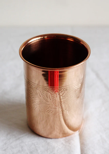 Disposable Eco-Friendly Copper <b>Glasses</b> with Intricate Decorative Band and Lid Accessories - Product Image 3