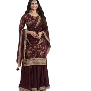 Aspecto elegante estilo Bollywood Desi Girls & Healthy Women Wear Vestidos culturales de diseño musulmán a precio asequible Colección 2024 - Product Image 1