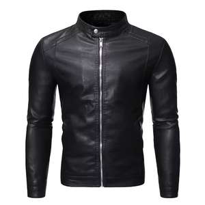 Vente en gros de veste zippée en cuir manteau d'hiver pour hommes veste mode pour hommes col rond ample décontracté devant - Product Image 1