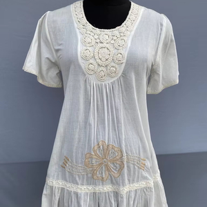 ผ้าฝ้ายทำด้วยมือสไตล์อินเดียแขนยาวเอวธรรมชาติพิมพ์ลายตามรูปเงาดำตรงของขวัญเจ้าสาวแบบส่วนตัวสำหรับผู้หญิง - Product Image 1