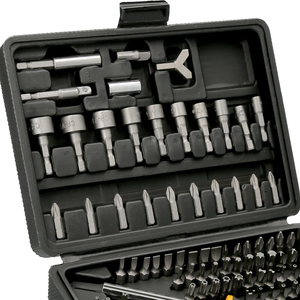 Set di punte da 1/4 di pollice, manici e adattatori, 122 pezzi, con custodia. Cromo Vanadio - Product Image 3