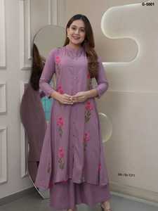 Ropa Étnica India de Algodón Reyon con Bordado, Kurtis Listos para Usar con Conjunto de Plazzo para Vestir Casual y Festivo - Product Image 6