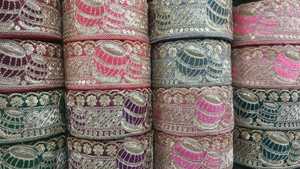 Custom Made Machine Embroidered <b>Ribbons</b> & Laces in Various Designs & in Many Colours for <b>Wedding</b> Dresses in 4 Inch Width. - Product Image 4