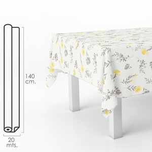 Rotolo di Tovaglia in Tela Cerata Antimacchia 140 cm x 20 metri. Fiori Gialli - Product Image 1
