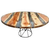Meubles en bambou de salon Table basse en rotin ensemble de 2 tables d'appoint de forme arrondie Table à thé vintage de campagne de ferme
