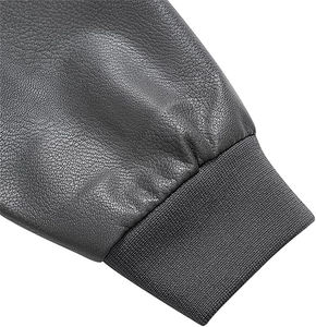 Chaqueta de cuero de alta calidad para hombre, chaqueta de cuero con cremallera y cuello de pie de talla grande, abrigos de cuero de motocicleta ajustados - Product Image 3