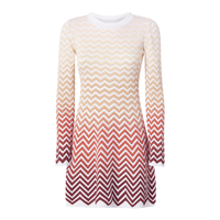 Vestido de manga larga de punto suéter para mujer de alta calidad Zig Zag rayas cuello redondo manga larga Vestido de punto Sorority 1908