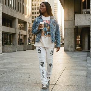 Pantalons de survêtement skinny en coton épais pour femmes tendance Y2K, imprimé 3D en relief, effet usé, sans couture, pantalon de jogging streetwear, fabrication - Product Image 2