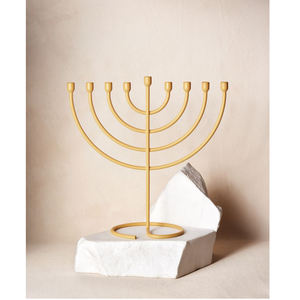 Venta caliente portavelas decorativo Menorah para decoración de Navidad soporte de vela de boda de Metal para decoración del hogar en acabado antiguo - Product Image 4