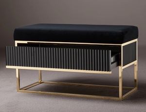 Luxury Metal Bench Removable Cover <b>Storage</b> Traditional Design Modern Appearance Soft Seat for Home Living Bedroom Rooms - Product Image 4