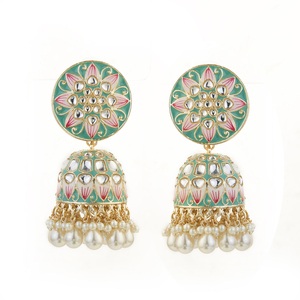 Jhumki ผู้ขายส่งและผู้ผลิตของอินโดเวสเทิร์น meenakari 108693ชุบทอง - Product Image 1