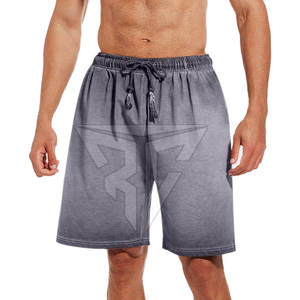 กางเกงขาสั้นผ้าเจอกรดสำหรับผู้ชายผ้าคอตตอน100% กางเกงลำลองลายตามสั่งขนาดกลางเอวสูงทันสมัยใหม่ - Product Image 2