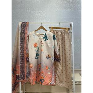 Men's <b>3</b>-PC Cotton Casual <b>Suit</b> with <b>3</b>/4 Sleeves-FUSION LAWN SL00250 - Product Image 3