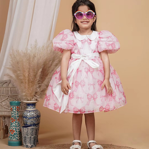 Vestido de princesa al mejor precio con mangas abullonadas para niños y niñas, vestido elegante - Product Image 1