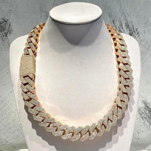 Lujo Moissanite Iced Out Cadena de eslabones cubanos para hombres Joyería de hip hop 18K Chapado en oro VVS Bling Gargantilla Collar al por mayor - Product Image 1