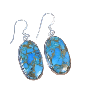 Boucles d'oreilles pour femmes Boucles d'oreilles en argent sterling massif 925 Turquoise naturelle Boucles d'oreilles en argent faites à la main Bijoux en argent massif 925 Timbre Bijoux - Product Image 1