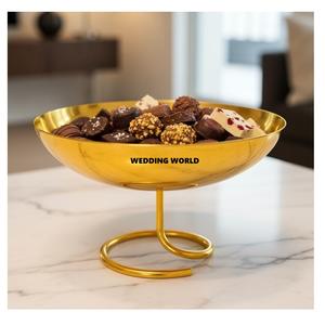 Bol de présentation de chocolat en acier plaqué or forme ronde vaisselle bol de sucrerie nouveauté bol de chocolat fantaisie décoratif - Product Image 1