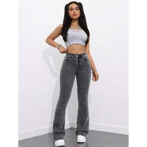 Jeans de Mezclilla Grises Ajustados de Cintura Alta para Mujer, Tela Transpirable Ecológica, Estilo Casual Urbano, Talla 26 40 - Product Image 5