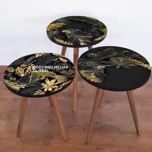 Taburete de madera hecho a mano con acento decorativo de acabado esmaltado para interiores - Product Image 6