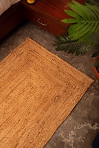 Tapis rectangulaire moderne en jute, couleur unie, tissage plat, écologique, à poils courts, pour chambre à coucher, décoration intérieure - Product Image 4