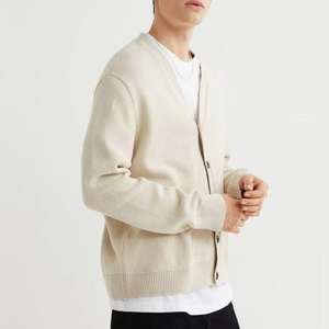 OEM&ODM Custom logo Casual <b>Long</b> Sleeve Simple v Neck Solid - Product Image 2