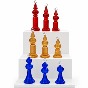 Juego de Adornos Decorativos de Cristal Hechos a Mano en Egipto con Forma de Luna Creciente y Minarete para Ramadán, con Colores Personalizables y Tamaños Graduados - Product Image 1