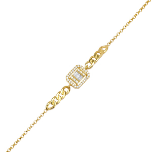 Baguette Cut CZ Stone Elegant Design <b>Charm</b> <b>Bracelet</b> Turkish Wholesale 925 Sterling <b>Silver</b> Jewelry - Product Image 3