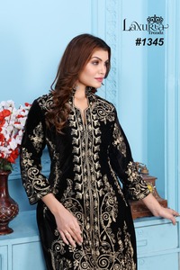 Traje Salwar bordado de Georgette pesado de último diseñador Ropa india y pakistaní - Product Image 3