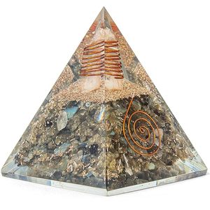 Artisan-<b>Crafted</b> Labradorite & <b>Crystal</b> Quartz Orgone Pyramid with Copper Coil for Spiritual Growth Aura Cleansing and Home Energy - Product Image 1